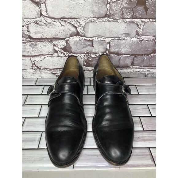 OGGI Black Leather Monk Strap Loafers Dress Shoes Men Sz 9M US/42EU - Picture 4 of 16